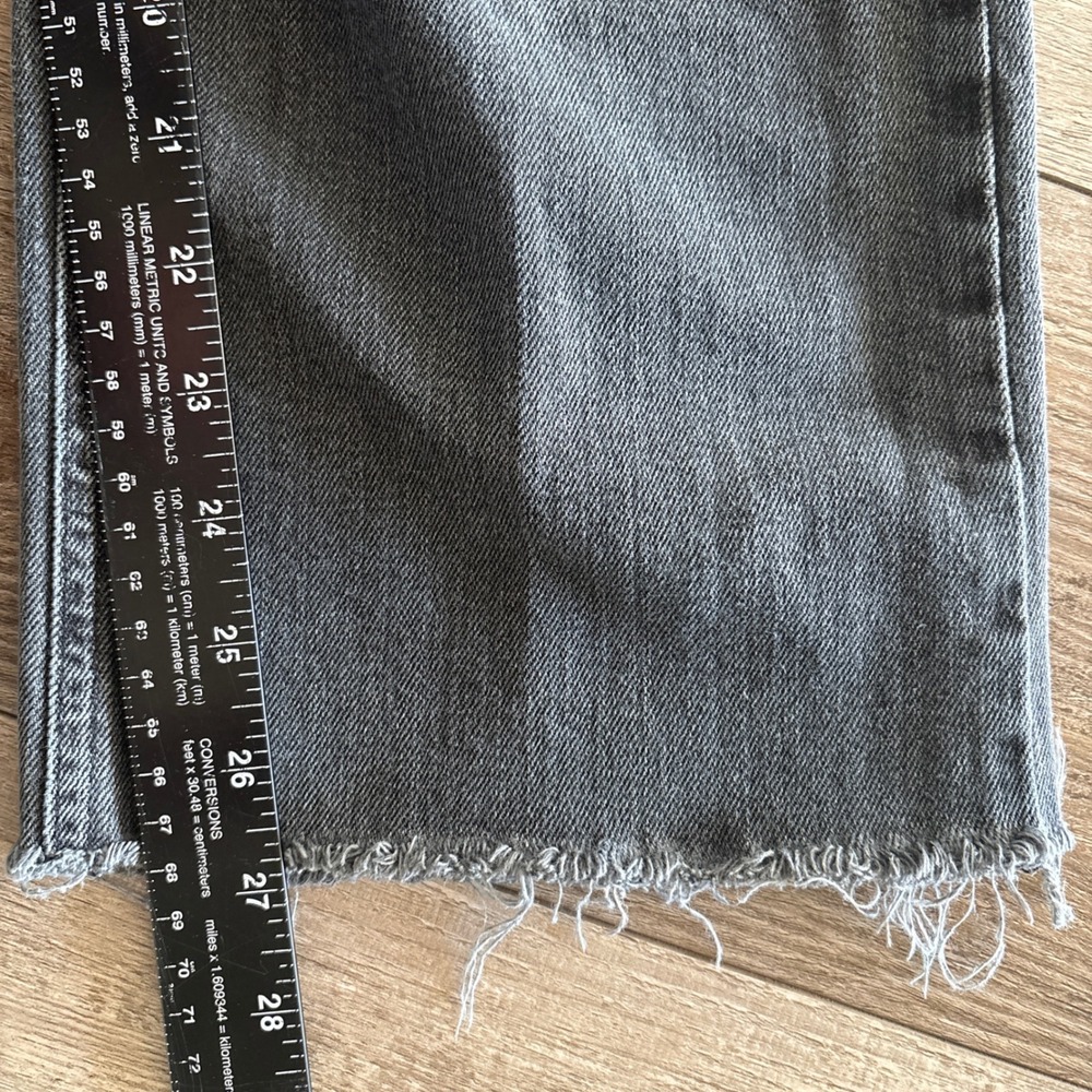 Anine Bing Jeans Womens 30x27 Charcoal Gray High Rise Straight Leg Raw Hem Denim - Picture 7 of 8